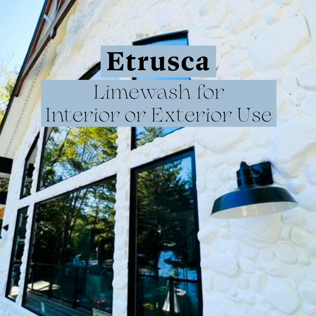 White Limewash on exterior stone wall