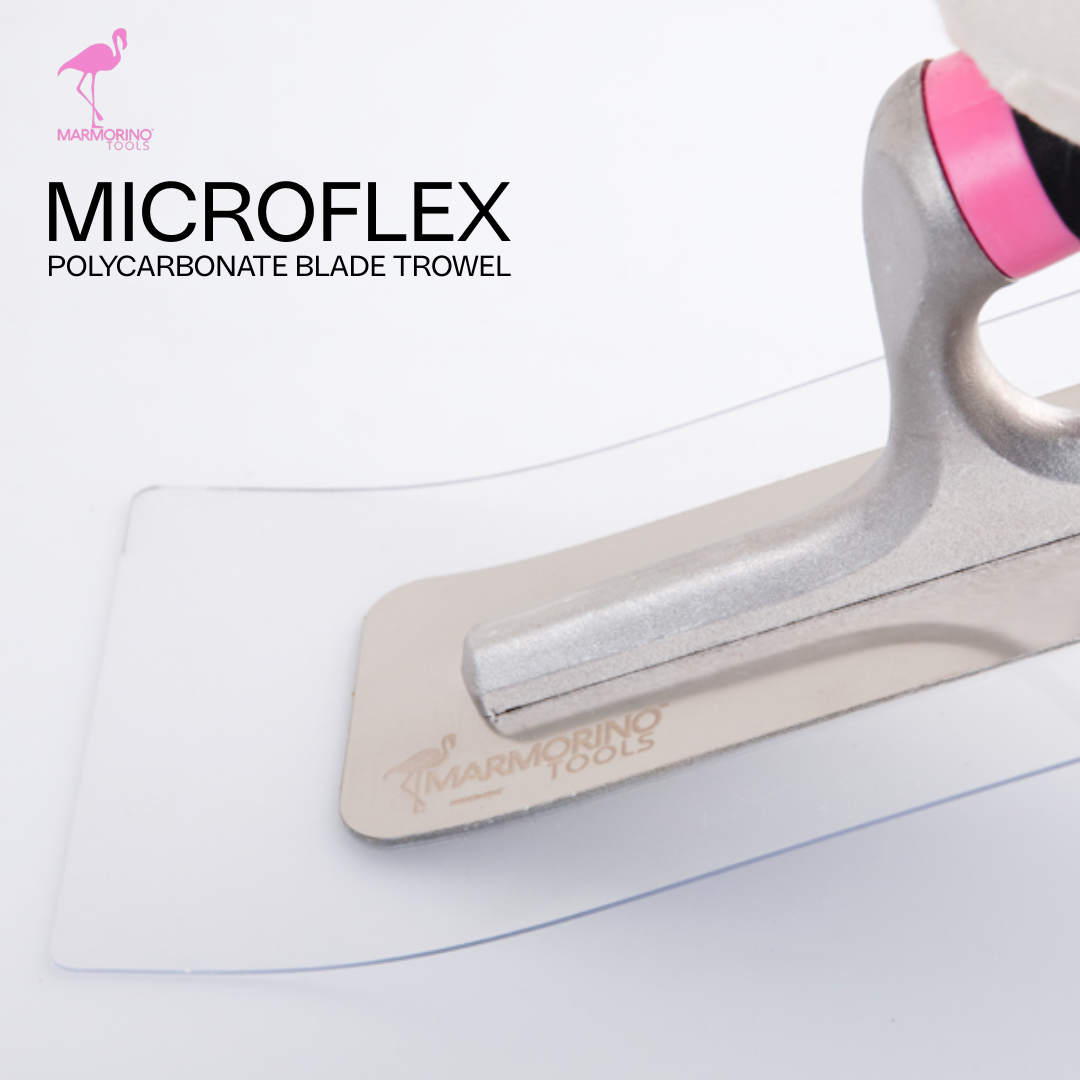 Large Polycarbonate flexible blade trowel for microcement and other plaster finishing coats